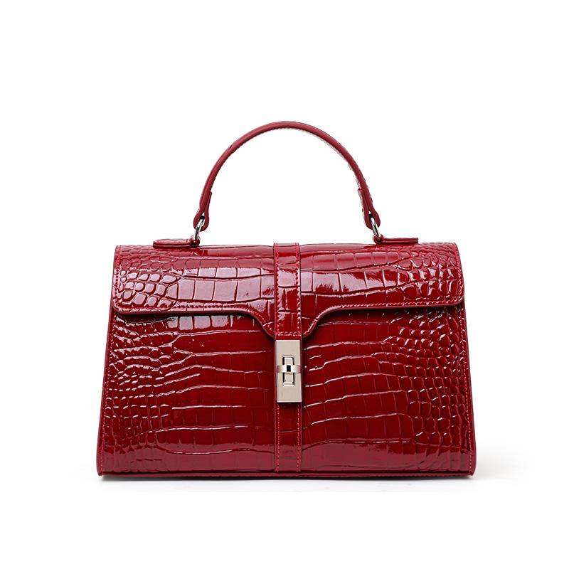 Aidrani Genuine leather cowhide crocodile handbag pattern pillow large capacity bright surface lady single shoulder cross-body