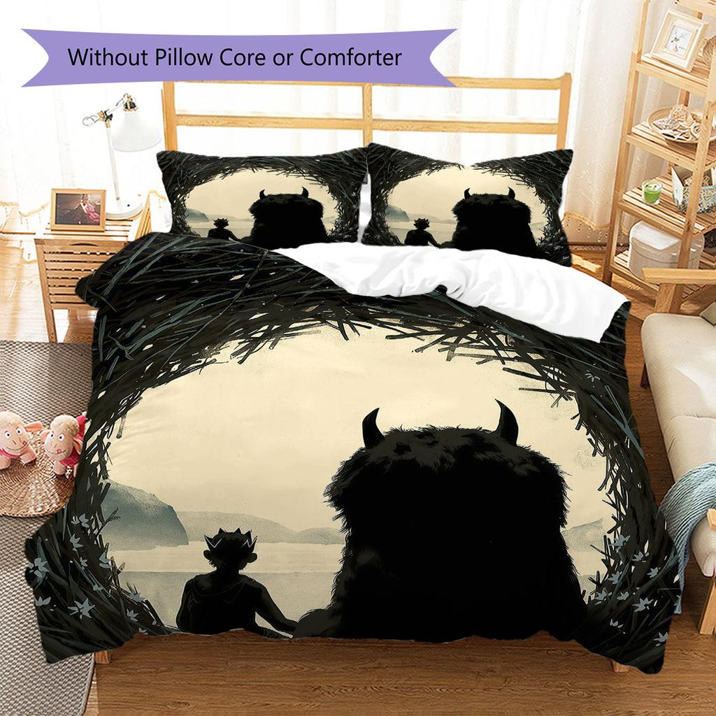 Where the Wild Things Are Pattern Bedding,Quilt Set Quilt Cover Pillowcase Home Birthday Gift(1 * Duvet Cover + 2 * Pillowcase, Without Core)