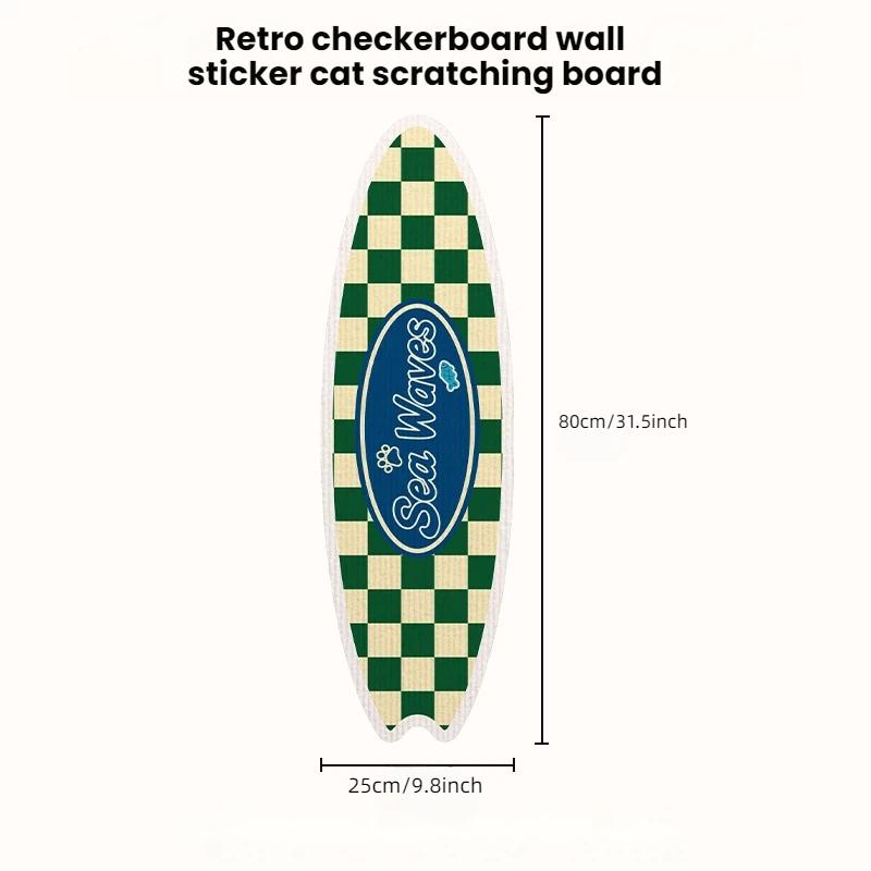A Cat Scratcher Post in the Shape of a Surfboard, Wall-mounted, Made of Natural Sisal Material, and Free of Debris, Toy for Cats