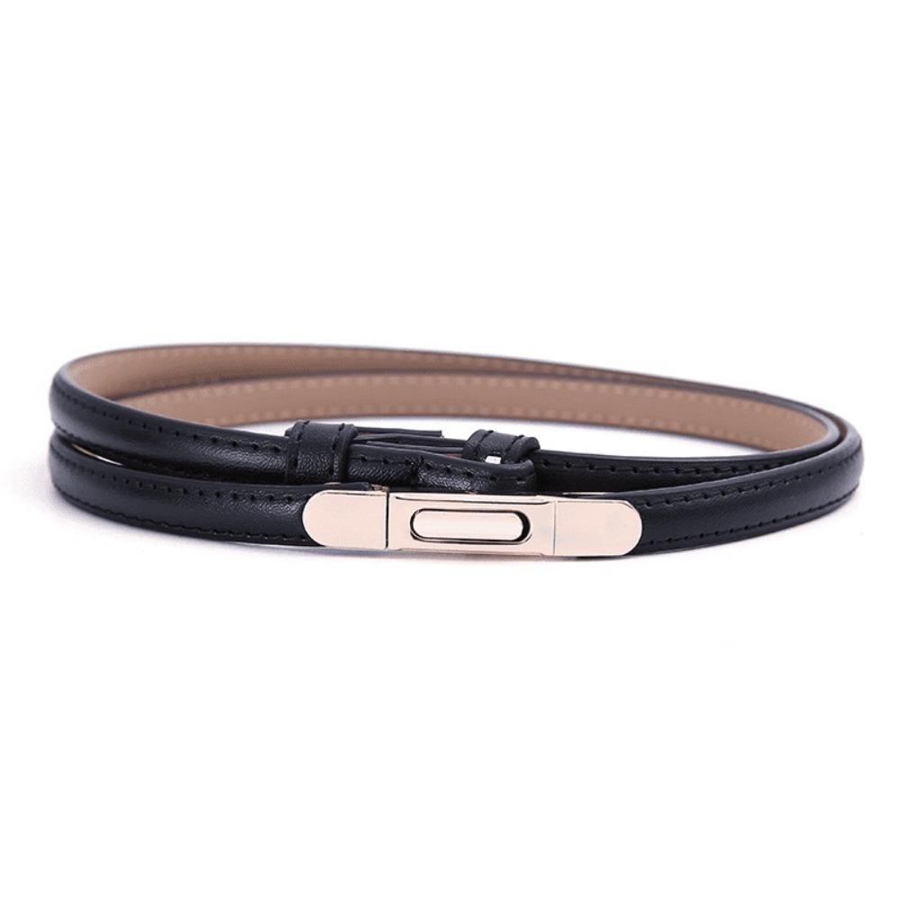 

Luxury Ladies Slim Waist Belt Spring Buckle Design Retro Skinny Belt Adjustable Length Leather Belt чёрный