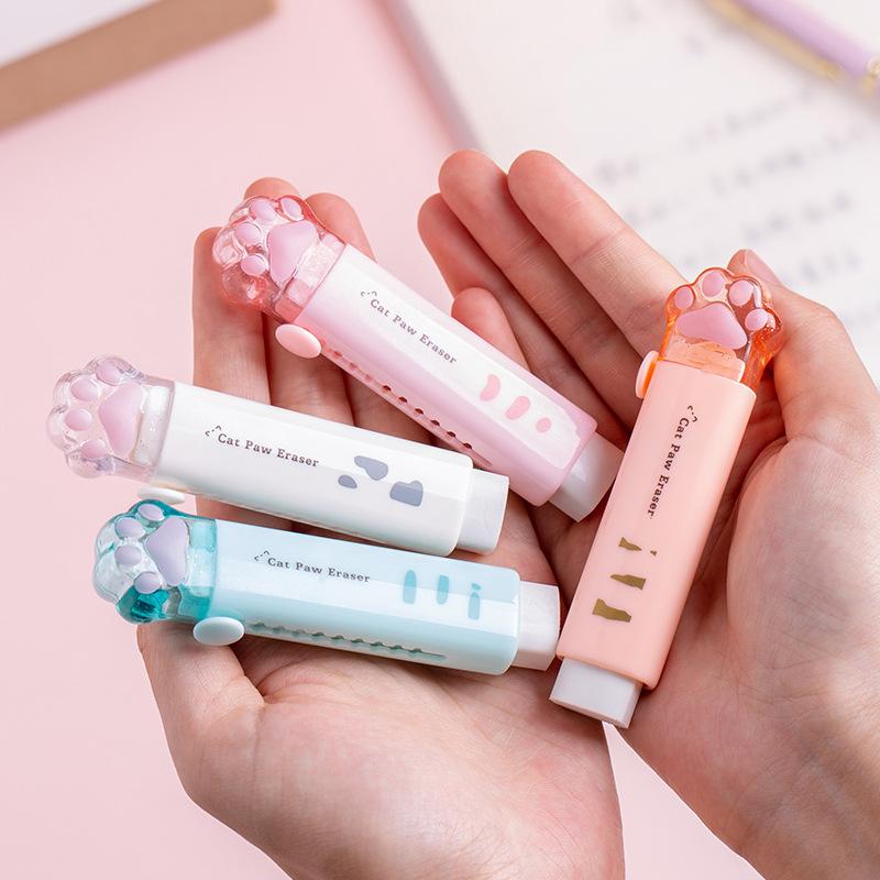 1Pc Cartoon cat scratch eraser push-pull pen eraser clean without leaving marks erase student eraser