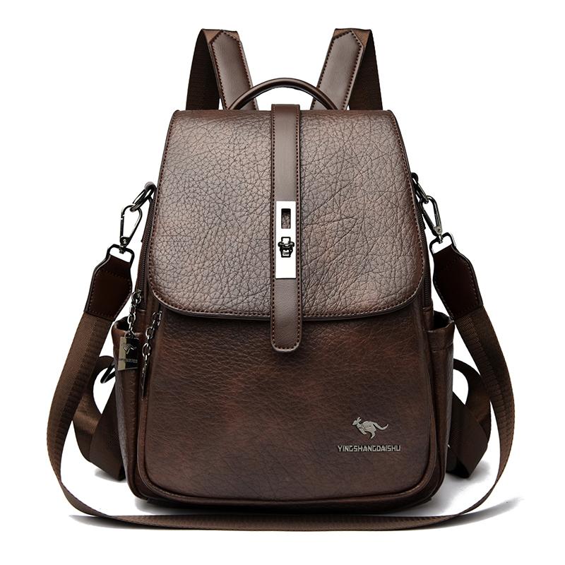 Faux Leather Backpack for Women Vintage Mini Bag with Adjustable Strap Crossbody Design