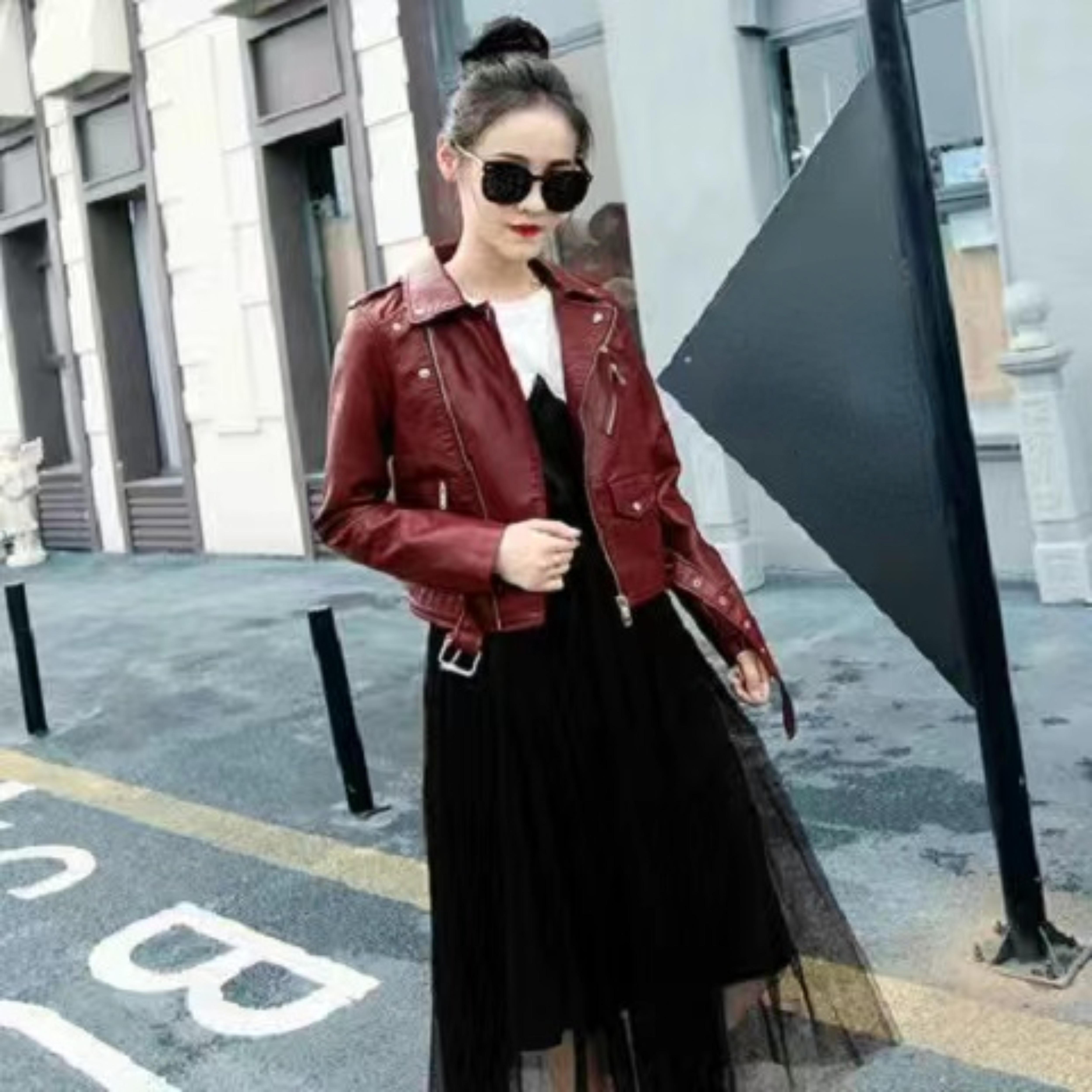 

Новая мода весна осень тонкая кожаная женская короткая куртка из искусственной кожи мотоциклетная куртка женская S