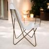 Leather Butterfly Chair Foldable Iron Frame Lounge Accent Relax Armchair