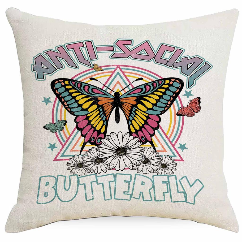 Western Summer Butterfly Bee Flower Pillowcase Home Sofa Cushion Pillowcase Decoration