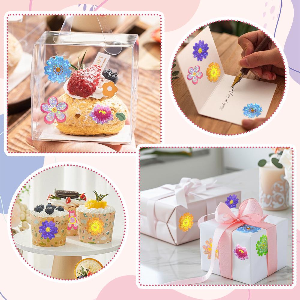 100-500Pcs Shiny Floral Pattern Stickers Birthday Wedding Party Gift Wrapping Label Scrapbook Stationery Stickers