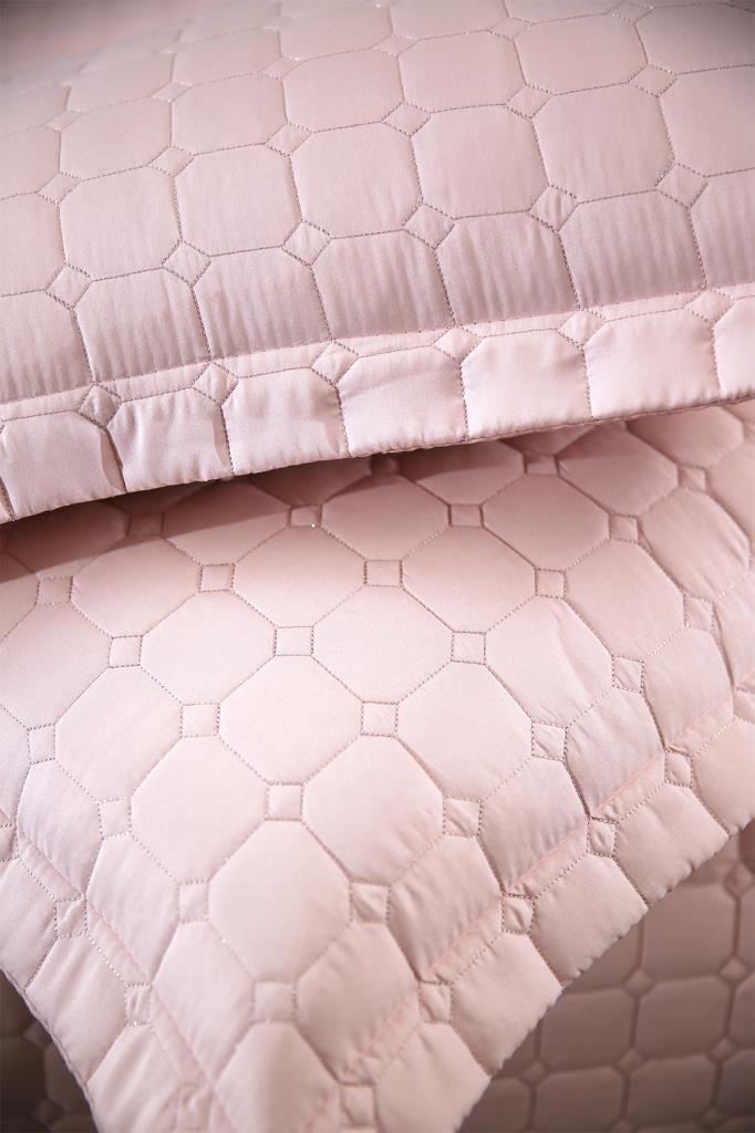 Estiva Quilted Bedspread Set 3pcs, Coverlet 250x260, Pillowcase 50x70, Double Size, Powder