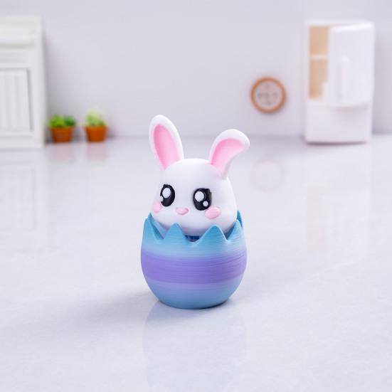 Easter Bunny Decoration Spring Rabbit Figurine with Egg Base for Home Office Desk Shelf Window Sill Decor