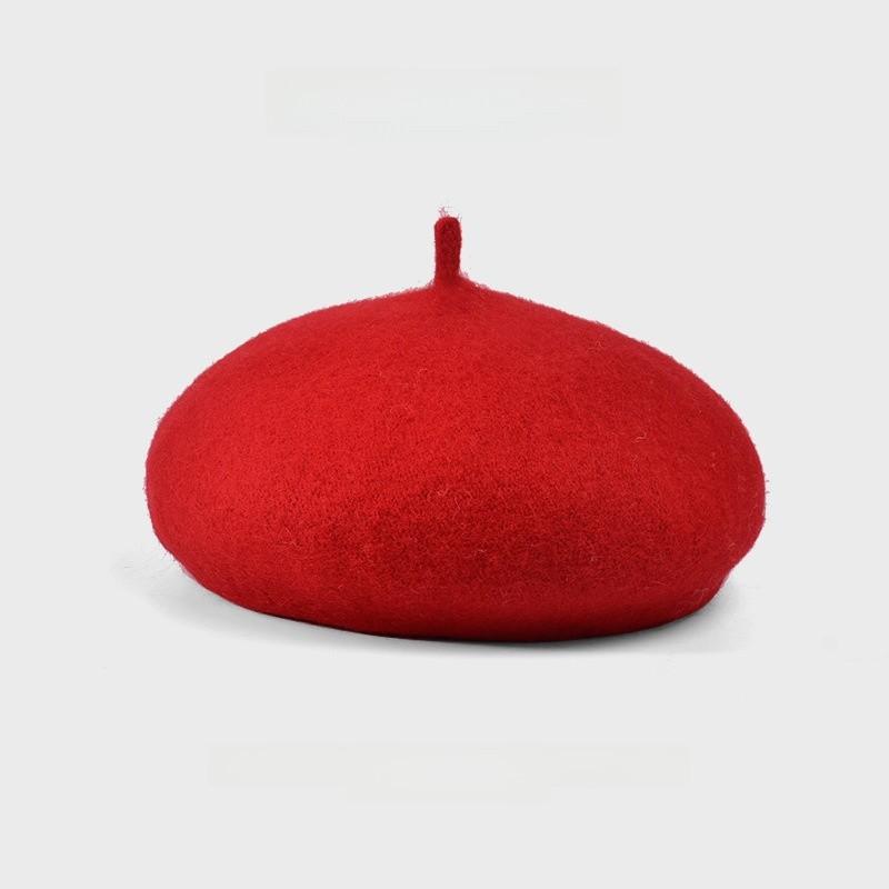 Plush Retro Fashionable Beret With Solid Color Design For Daily Cold Seasons