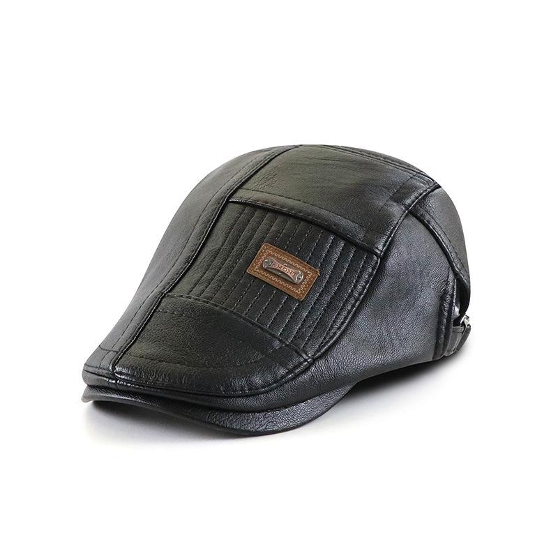 Unisex PU Leather Ivy Cap Adjustable Newsboy Beret Classic Golf Flat Cap Gatsby Driving Fishing Hat for Men And Women