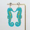 New Glitter Colorful Seahorse Acrylic Earring for Women Creative Funny Animal Long Drop Earrings Fashion Jewelry Gift