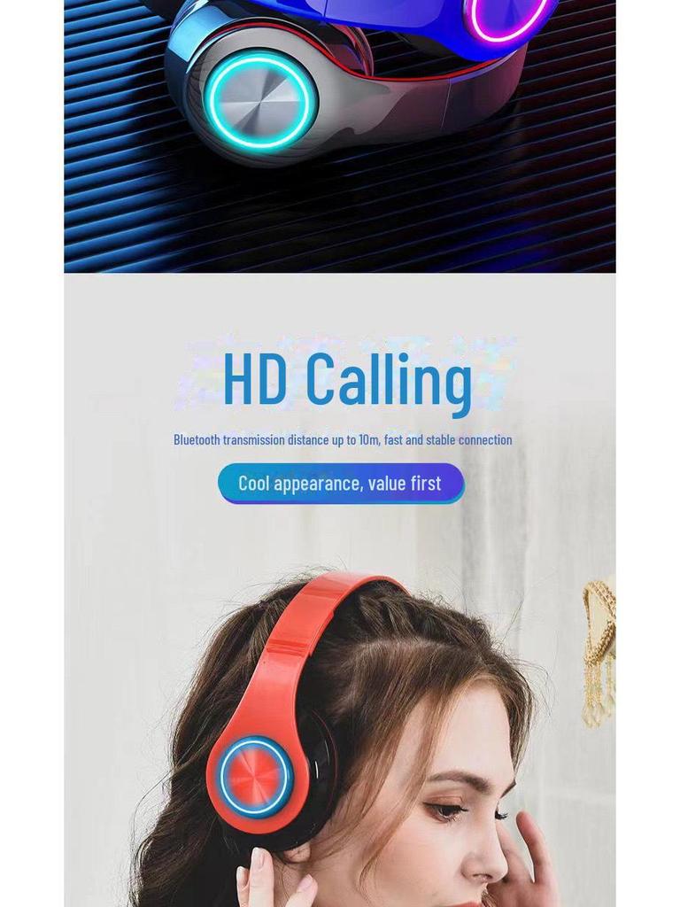 Grenzüberschreitendes, leuchtendes, faltbares, am Kopf montiertes kabelloses Bluetooth-Headset B39 mit starkem Bass