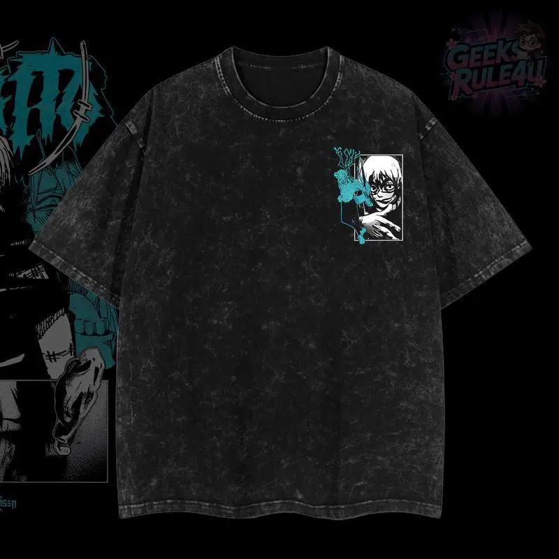 Mahito Jujutsu Kaisen T Shirt Anime Printed Tshirt Y2k Vintage Washed T-shirt Men's Clothing Short Sleeve Pure Cotton Tees Tops