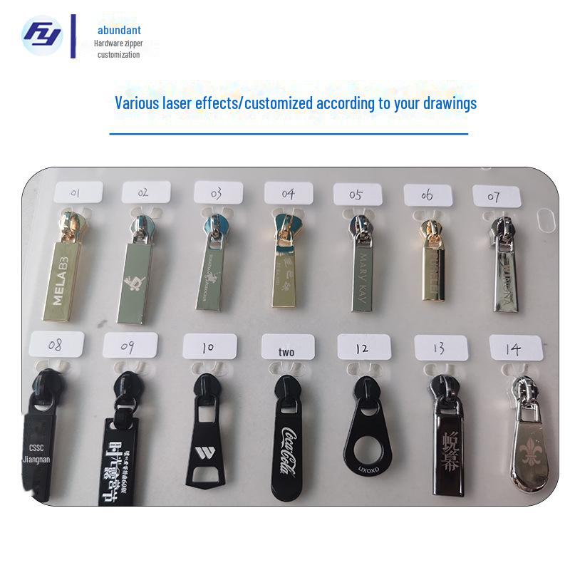 Premium Zinc Alloy Laser-Engraved Zipper Puller for Luggage & Clothing - Sizes No. 3 & No. 5