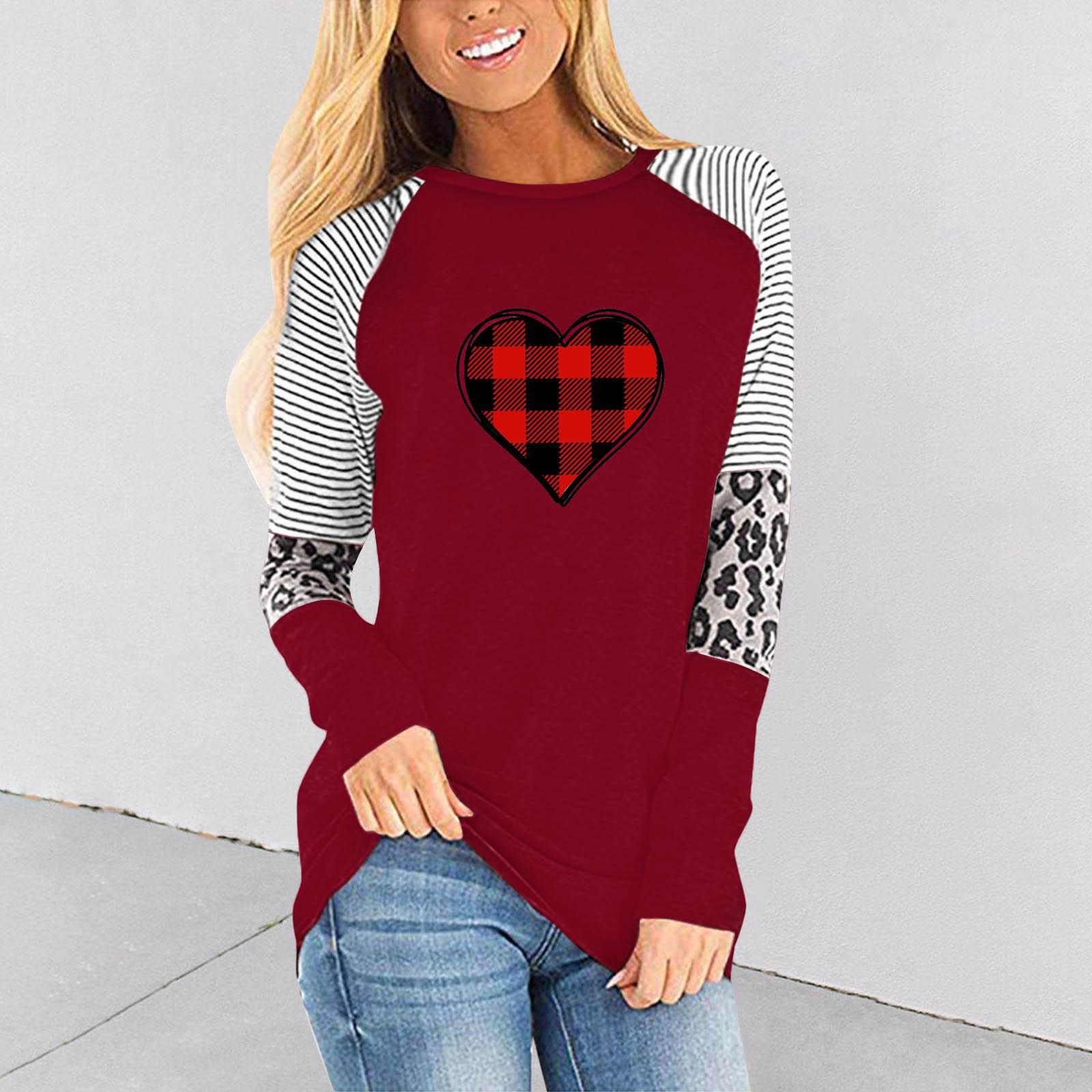 

Женская мода Лето Рождественский принт Туника с длинным рукавом Топы Повседневная блузка XXL винный