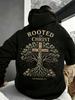 Back Rooted In Christ Tree of Life CrossPrint Plus Size Hoodie Plus Size Men's Sweatshirt Halloween Hoodie Fashionable Printed Hoo