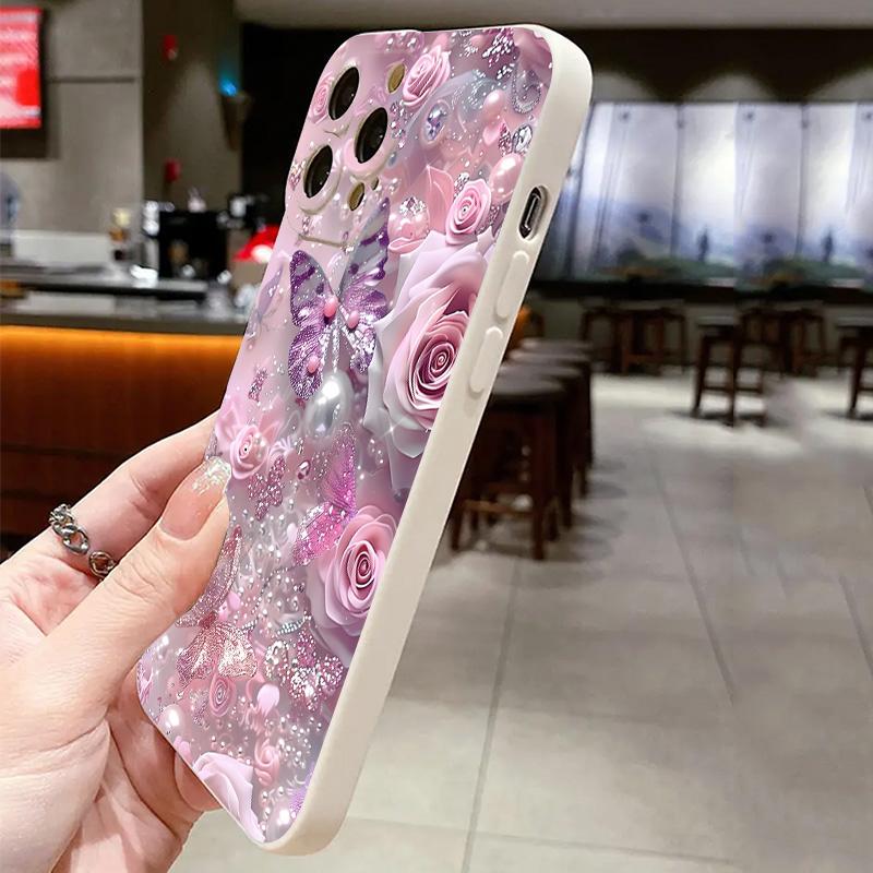 Oil Painting Pink Rose Flower Phone Case For iPhone 17 16 15 14 13 Pro Max 12 11 16 Plus 16E 17 Air Shockproof Soft Bumper Cover