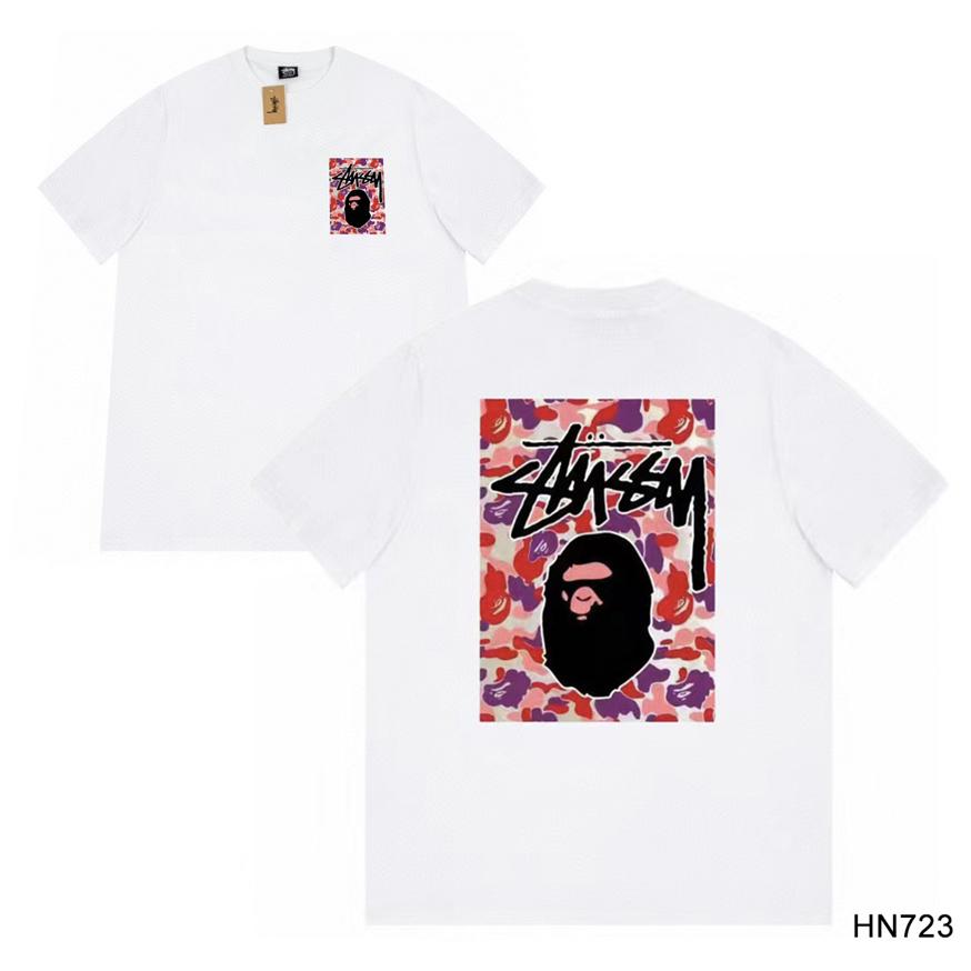 Stussy 2025 Sommer Neues Hochwertiges Rundhals-T-Shirt aus Baumwolle für Männer und Frauen Klassisches Logo mit neuem Musterdruck Paar-T-Shirt