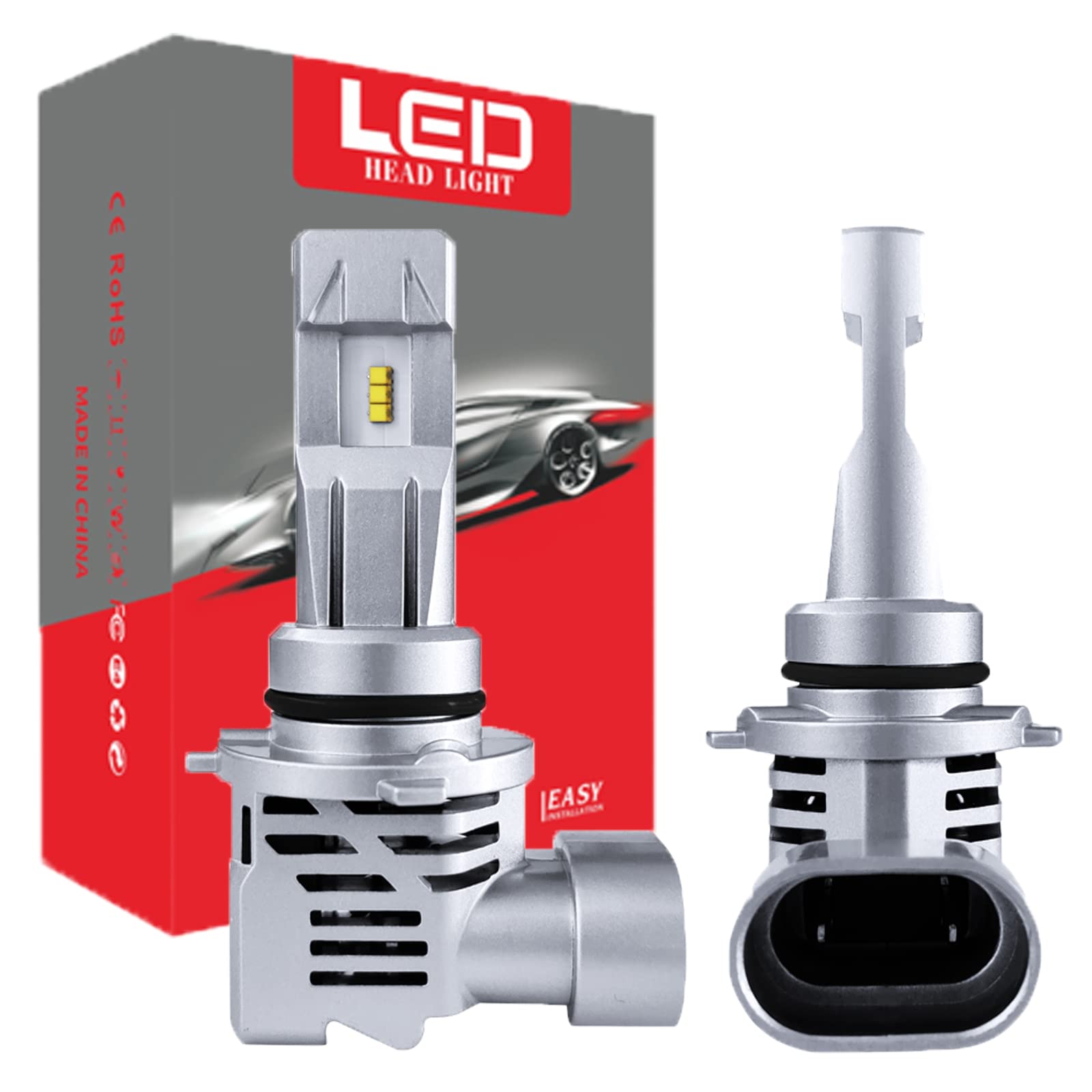 

9006/HB4 Светодиодная фара, светодиодная противотуманная фара, светодиодный автомобильный фонарь, совместимый с осмотром автомобиля, оснащенный светодиодным чипом ZES, сверхвысокой яркости, белый, совместимый с