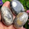 1pc Black Moonstone Palm Stone Polished Natural Crystal Gem for Relaxation and Relief Unscented Solid Moonstone Tumbled Stone