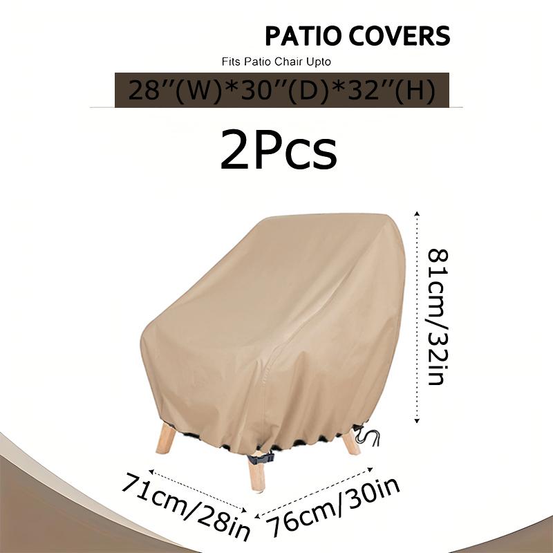 2PCS Outdoor Chair Protective Cover Oxford Cloth Chair Cover Khaki Waterproof Chair Covers 2-Pack Durable Outdoor Seat Protectors