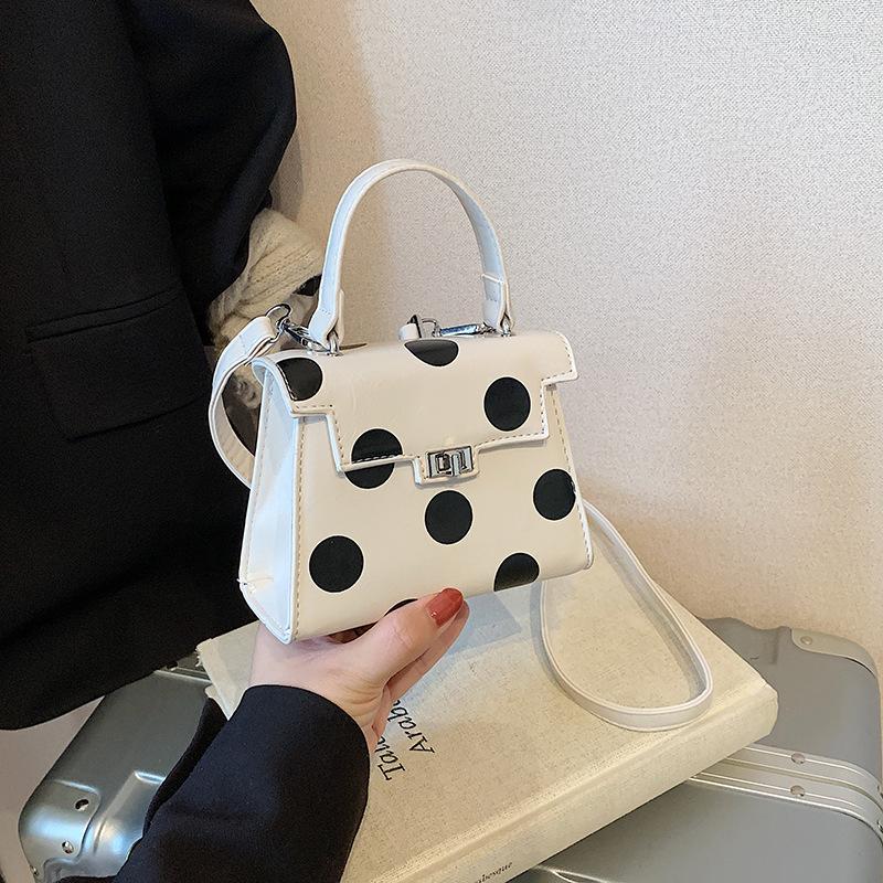 

Ankola red bag women s autumn and winter new niche messenger bag polka dot portable mini square bag белый