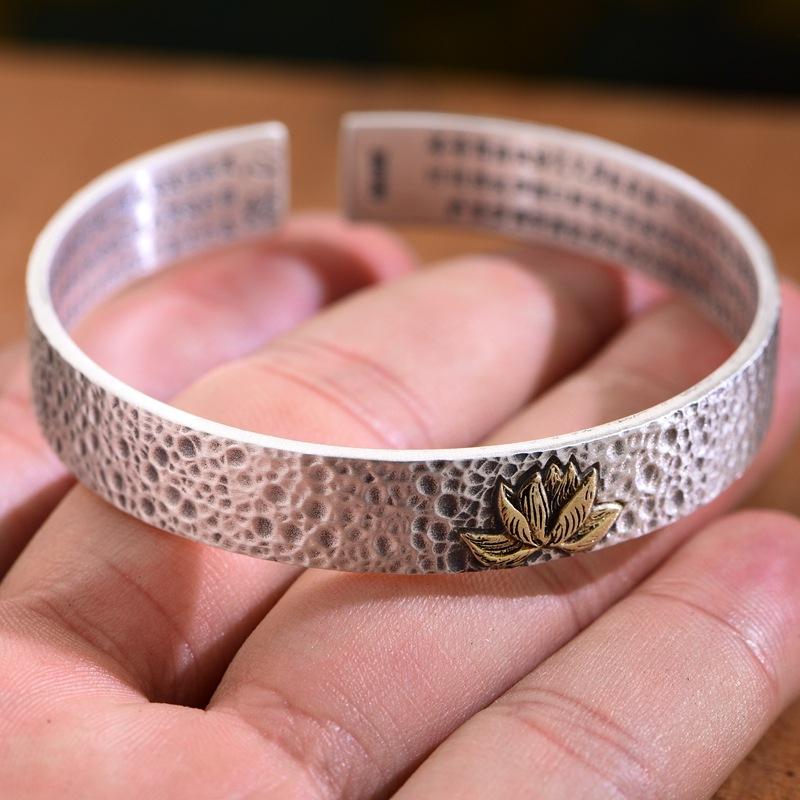 S999 Foot Silver Bracelet Personalized Auspicious Cloud Heart Classic Retro Worn Pure Silver Bracelet Opening