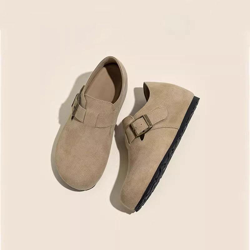 Frosted Leather Cm Height Increase Genuine Leather Women's Shoes Spring and Summer New Grandma Shoes Women's Doudou Single Shoes