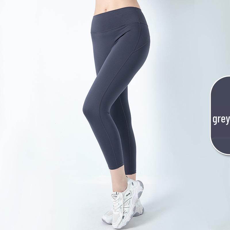 High Waist Hip-Lifting Yoga Pants - Breathable, Slimming, Solid Color Sharkskin Design
