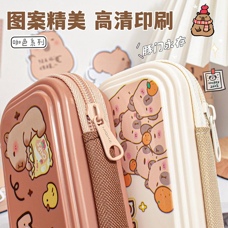 Cute Capybara Pencil Box cartoon pencil case large-capacity stationery storage box organizer Office Back to school Supplies