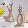 Minimalist Resin Craft Abstract Couple Sculpture Ornament, Sandstone Style Statue, Romantic Statue for Anniversary Embracing Figure Home Living