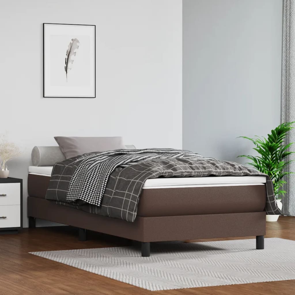 Vidaxl Materac Kieszeniowy, Brązowy, 90X200X20 Cm, Sztuczna Skóra