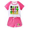 Kids' Summer Color Block Sports Set: Short Sleeve Tee & Hot Pants Two-Piece