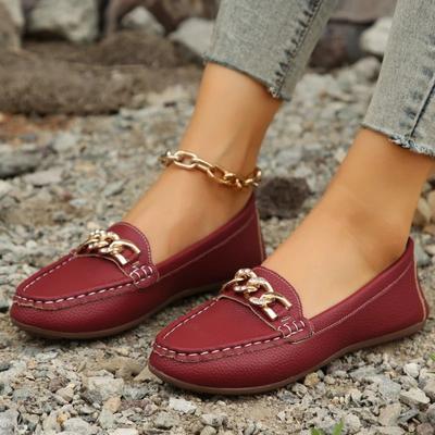 Autumn Casual Women's Sports Shoes Metal Chain Low Heel  Fashion Women's Single Shoes Summer Women's Loafers Shoes
