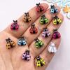 60pcs Mixed Resin Cute Colorful Beautiful Red Beetle Flat Back Rhinestone Appliques DIY Wedding Scrapbook Christmas Decor Crafts
