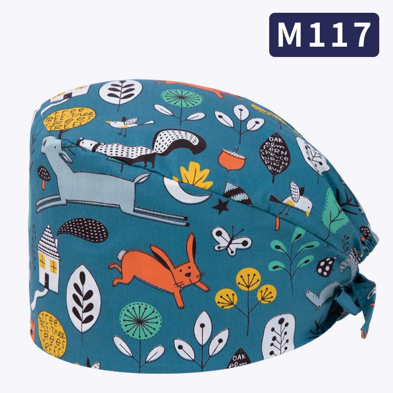 Unisex All-Cotton Printed Surgical Cap for Medical and Food Services