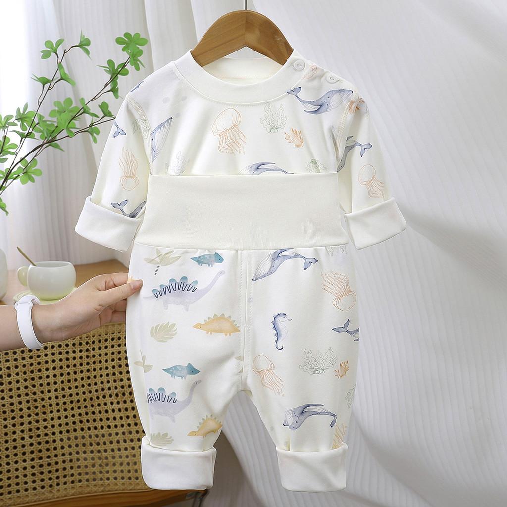 Baby Warmth Cotton Toddler Pajamas With High Waist And Ribbed Pants For Winter And Fall