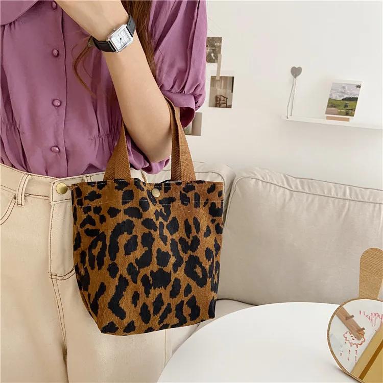 

Casual Women Portable Lunch Bento Bag Retro Flower Ladies Small Handbags Thin Corduroy Female Shopper Clutch Purse Shoulder Bags