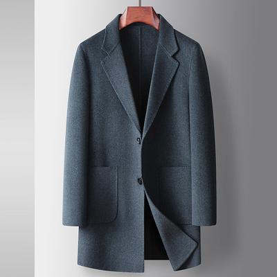 Autumn and Winter Handmade Double-sided Trench Coat Middle-aged and Young Business Leisure Warm Wool Nizi Jacket