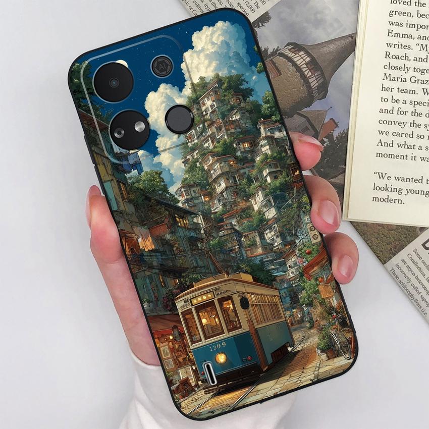 For Itel A04 A05s A16 A18 A23 A25 A26 A17 A33 A56 Phone Case Pretty Bow Pattern Fashion Shell Matte Silicone Anti Drop Protective Covers For Itel Capa