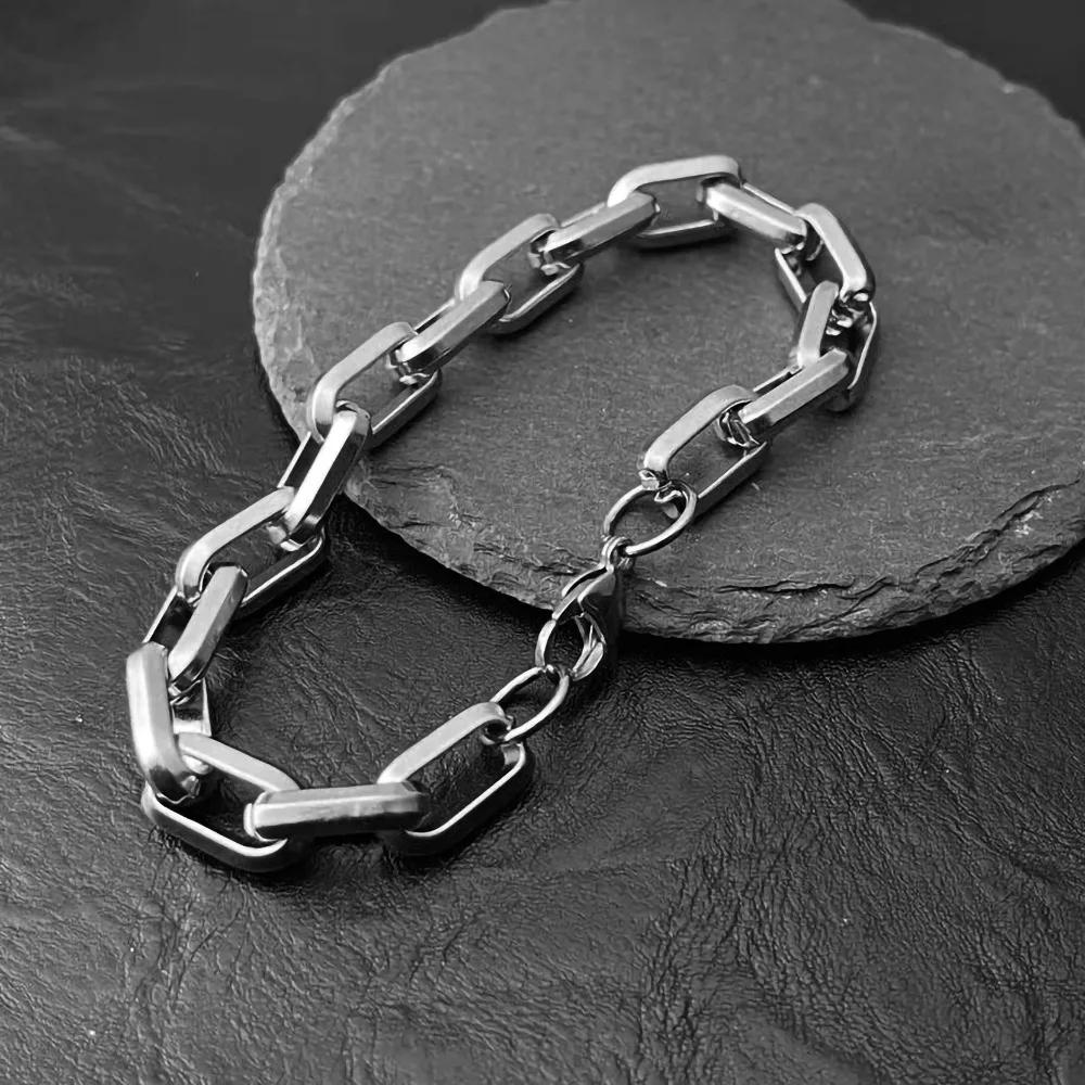 Fashion Mens Simple Stainless Steel Chain Bracelets for Men Unisex Wrist Jewelry Gifts Punk Metal Hip Hop Couple Jewelry