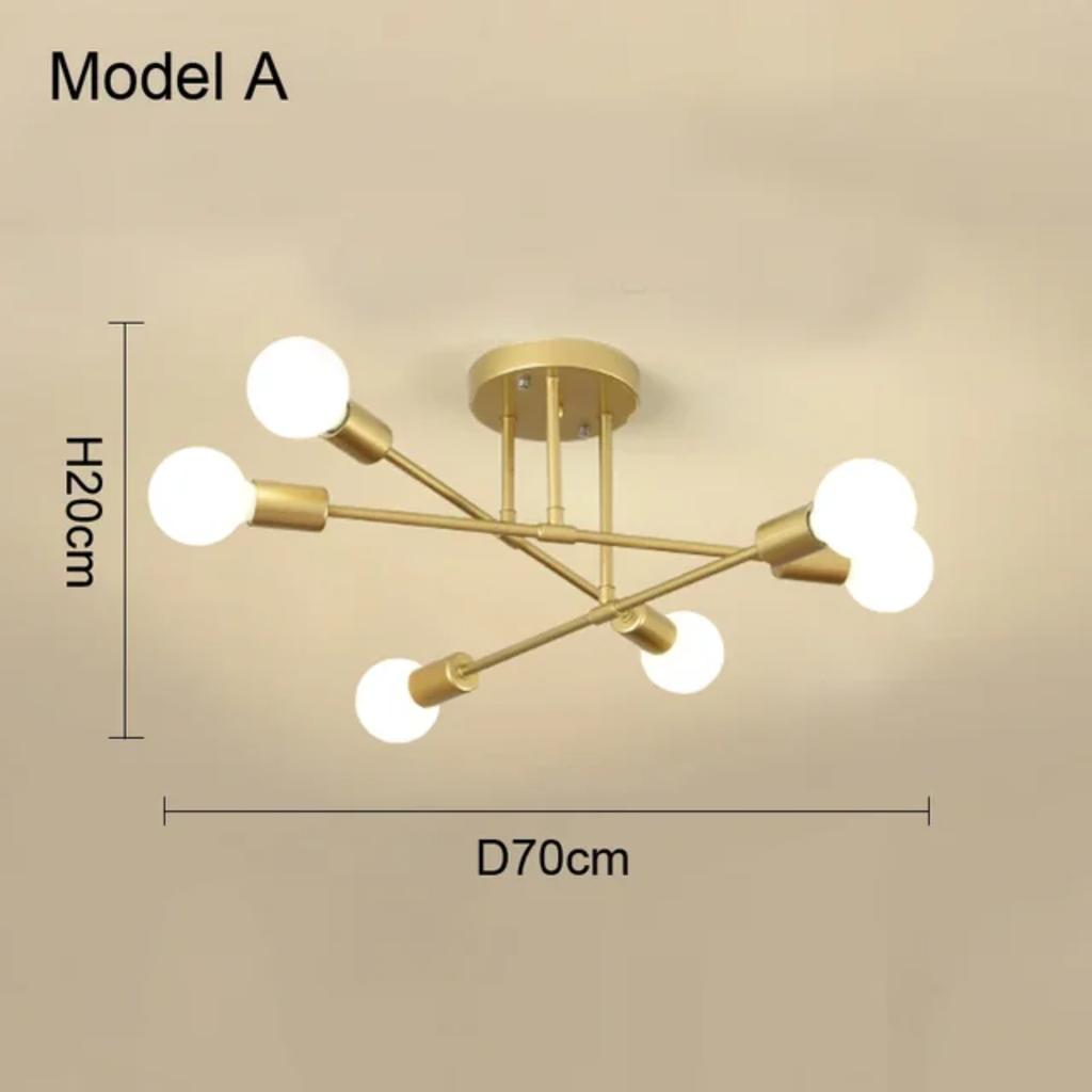 New Elegant, Stylish, and Modern Nordic Black and Gold LED Ceiling Lamp - Contemporary Sputnik Chandelier for Bedroom and Dining