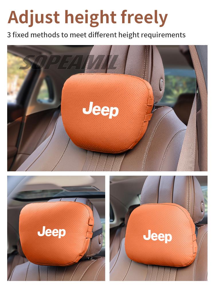 Car Suede Leather Headrest Seat Waist Cushion Pillow Jeep Patriot Commander Renegade Compass Grand Cherokee Wrangler Gladiator QW1