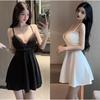 Sexy tiefer Ausschnitt niedriger Schnitt Techniker Fußbad Overalls Spitze Spitze Patchwork Hosenträger Pendel Kleid Damen Sommer