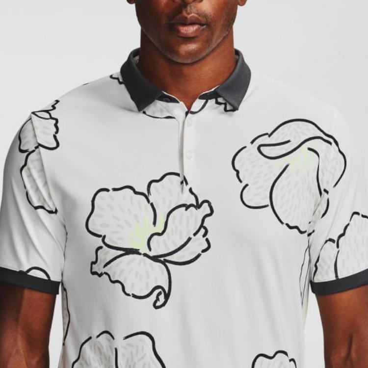 Under Armour Golf Casual Floral Polo Shirt Men Tops White 1358781-112