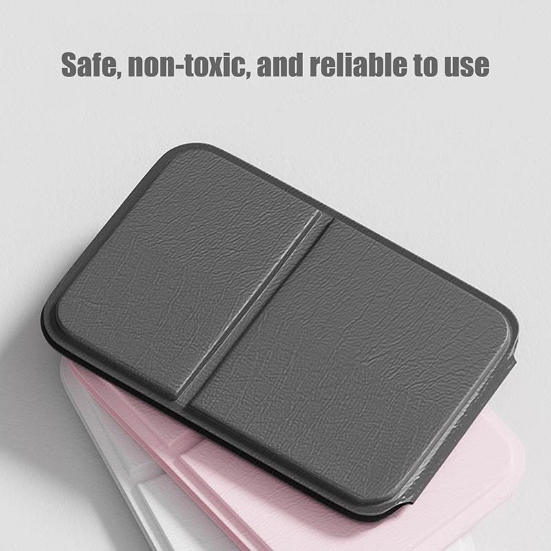Desktop Mini Foldable Makeup Mirror Solid Color Pu Leather Simple Portable Wear-Resistant Student Compact Handheld Makeup Mir