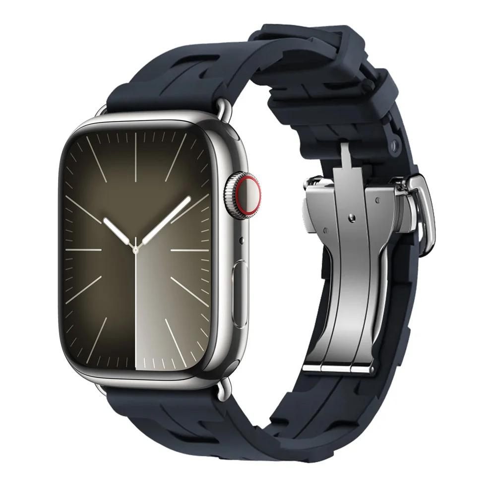 Con Logo Kilim Cinturino in Silicone a Giro Singolo Cinturino per Apple Watch 46mm 42mm Cinturino per Iwatch 11 10 9 8 Ultra3 49mm 45mm 38mm Cinturino per Orologio