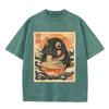 2026 Hippo Eating Ramen Ukiyoe T Shirt Vintage Washed Beige Graphic Tee Unisex Casual Japanese Top
