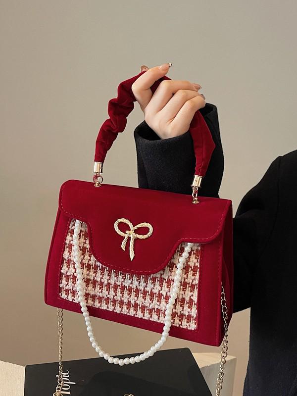 Women's Luxury Red Bridal Handbag - Bridesmaid & Bride Wedding Clutch
