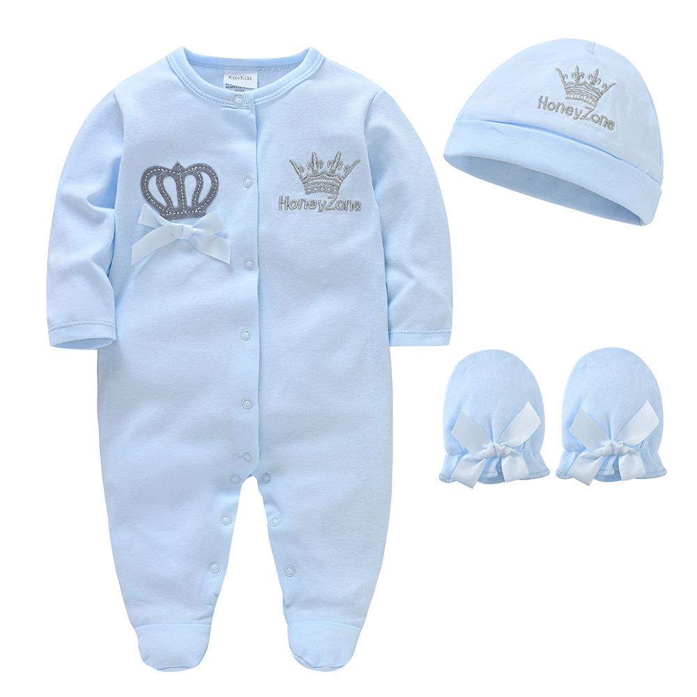 Newborn Baby Boys Long Sleeve 3-Piece Set for Autumn/Winter, 0-1 Year Bodysuit